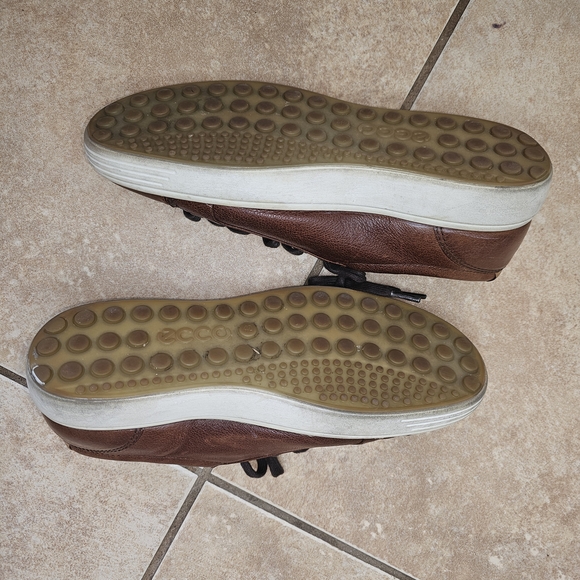 ECCO Men's Brown Leather Sneakers EU 42 US 8 Casual Lace-Up Shoes - Picture 9 of 10